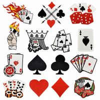 Patchs brodés en chenille style punk, motifs cartes à jouer (As de Pique, Dés), thermocollants, pour blousons de motard, jeans et chapeaux