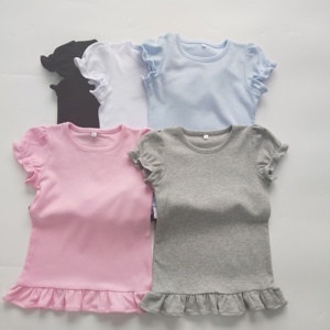 T-shirts pour filles 100% coton, manches courtes, manches bouffantes, blanc rose, t-shirt pour bébé fille, été, t-shirts pour filles - Product Image 5