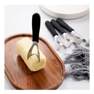 Gran oferta, tenedor de queso de acero inoxidable 304 con Mango antideslizante de silicona, cortador de mantequilla, herramienta para hornear