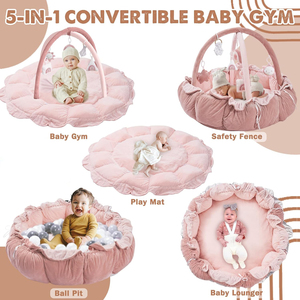 <span class=keywords><strong>Tapis</strong></span> d'éveil convertible 5-en-1 avec 6 jouets pour le développement sensoriel du bébé - Product Image 2