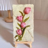 Kit DIY de Décoration Murale Européenne : Peinture en Relief Créative en Gypse 3D, Motif Tournesol, Base Blanche Faite à la Main