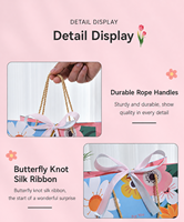 Tas Kertas Bunga Boho Cerah dengan Tali Serut, Cetak Offset, Ramah Lingkungan, untuk Souvenir Pernikahan, Pengiring Pengantin & Hadiah Liburan
