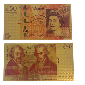 Billete de Banco de Oro de Libras Esterlinas del Reino Unido, Réplica Personalizada de la Reina Isabel, 2024 - Product Image 2