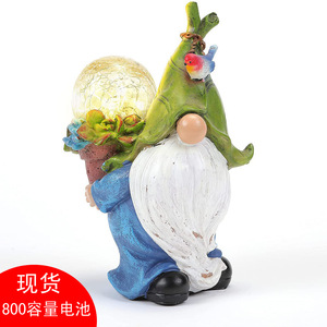 Solar Resin Garden Gnome Light With <b>Led</b> Glass <b>Ball</b> Water Resistant Outdoor Decoration Free Standing - Product Image 1