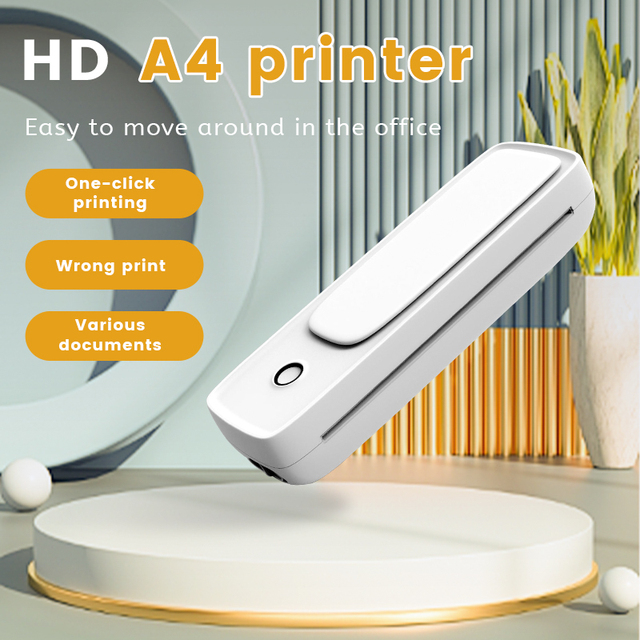 A81   A4 Thermal Portable Printer, Supports 8.26"x11.69" US Letter, Wireless Inkless Mobile Travel Printer