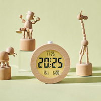 Réveil en bois massif de style nordique avec écran LCD, mouvement mécanique, fonction silencieuse, modèle artisanal 2106
