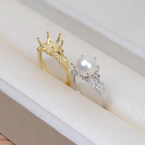 Bague pour femme en argent S925 à six griffes, ouverte et personnalisable, accessoires en perles DIY, ensemble vide 10-11 pour 1930 - Product Image 2