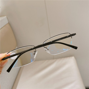<b>Reading</b> <b>Glasses</b> Silver Half Rim Metal Frame Anti Blue Light Transparent Lenses Rectangle Face Shape Unisex 2024 - Product Image 4