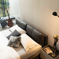 Ensemble de meubles modernes de chambre à coucher de luxe cadre de lit King Size en cuir véritable personnaliser la couleur lits de qualité supérieure carton dur en bois massif chêne