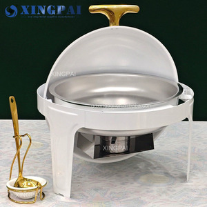XINGPAI Fournitures hôtelières et de restauration : Réchaud de buffet rond à couvercle roulant blanc, 6 litres, pour traiteur - Product Image 3