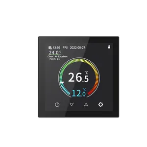 หน้าจอสีอัจฉริยะแบบสัมผัสแบบเต็มหน้าจอ TUYA WiFi เทอร์โมสตัทจอแสดงผล LCD หน้าจอสัมผัสสัปดาห์เครื่องทําความร้อนใต้พื้นน้ําที่ตั้งโปรแกรมได้