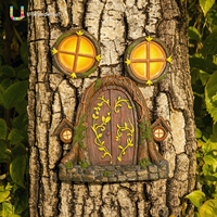 Ornement de jardin en résine pour fenêtre de porte féerique, mini maison d'elfe avec jardin, décoration murale extérieure pour arbre, art paysager, cadeau