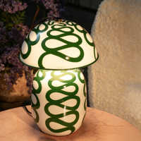 Lampe de table en céramique moderne en forme de champignon, abat-jour en forme de dôme à motif abstrait vert, lampe de bureau décorative pour chambre à coucher, salon, hôtel