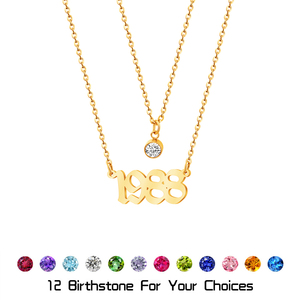 Vendita calda delle donne delle ragazze <span class=keywords><strong>regalo</strong></span> 1988 anniversario anno di <span class=keywords><strong>nascita</strong></span> collana 18K oro placcato con pietra portafortuna - Product Image 2