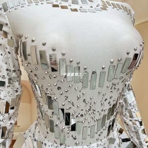 Body Elasticizzato con Cristalli a Specchio, Romantico e Naturale, Abito da Donna Senza Maniche, Costume da Drag <span class=keywords><strong>Queen</strong></span> per Festival Rave Notturni - Product Image 4