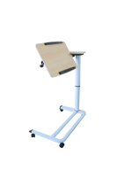 Table réglable en forme de C avec plateau inclinable pour la lecture et zone plate fixe pour tasse, bureau mobile pour chambre à coucher, usage médical et infirmier
