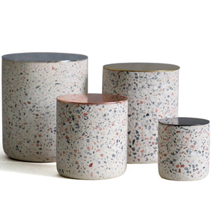 Conteneur de bougie en béton Terrazzo mat en vrac, pot de bougie parfumé imprimé personnalisé 10 OZ - Product Image 1