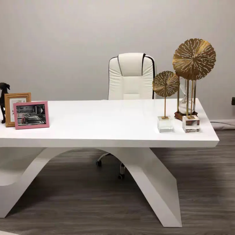 Künstlerisches Design Büromöbel weiß glänzend Home Office Schreibtisch Executive Luxus Büromöbel