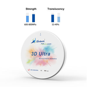 Zirdent ثلاثي الأبعاد فائق الجودة متعدد الطبقات للأسنان الأمامية بأحجام ألوان متدرجة 10-30 - Product Image 2