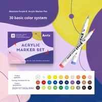 Marqueur acrylique Arrtx à pointe souple, violet absolu, lot de 30 couleurs, imperméable, opaque, séchage rapide, superposable, AACM-0530