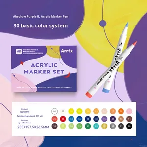 Marqueur acrylique <span class=keywords><strong>Arrtx</strong></span> à pointe souple, violet absolu, lot de 30 couleurs, imperméable, opaque, séchage rapide, superposable, AACM-0530 - Product Image 4