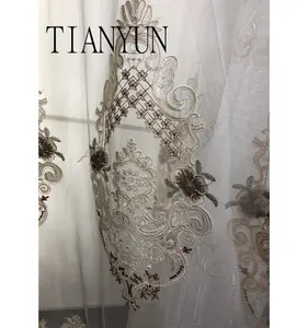 2024 Wholesale Embroidered Voile Tulle Bedroom Sheer Turkish Style Lace Window Curtain Living Room