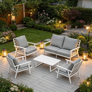 Juego de Sofás de Aluminio para Exteriores, Moderno y Económico, Muebles Minimalistas para Patio con Cojines para Terraza, Patio y Hotel, Venta Directa de Fábrica - Product Image 2