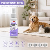 Zourunan 60ml Spray Désodorisant pour Animaux de Compagnie Marque Blanche OEM ODM Formule Personnalisée Étiquette Bouteille Emballage Multilingue Chiens Chats