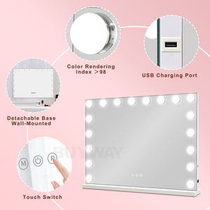 モダンな卓上メイクアップミラー 電球付き LED調光可能 デスクトップ化粧鏡 デスク用LEDバニティミラー 工場卸売 - Product Image 2