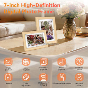 إطار صور رقمي 7 بوصات ومشغل فيديو <span class=keywords><strong>MP4</strong></span>، بدقة 1024*600، إطار صور إلكتروني من الخشب الصلب، هدية من المصنع - Product Image 2