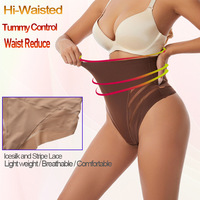 Culottes gainantes taille haute pour femmes, string en dentelle élastique, lingerie sculptante, string taille haute, ventre plat