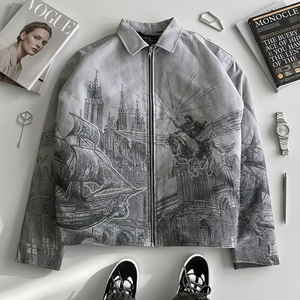 Streetwear Tactical Biker Denim Jacket Manufacturer Custom DTG Anime Cartoon Graphic <strong>Men's</strong> Stylish Vintage Waterproof Jacket - Product Image 2