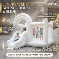 Château gonflable commercial entièrement blanc avec toboggan, maison de saut pour enfants pour location de fêtes de mariage et d'anniversaire