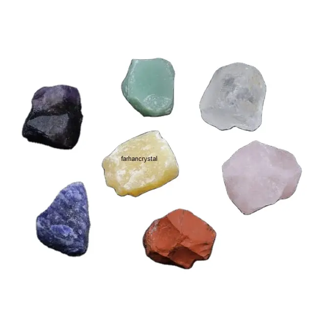 seven chakra rough raw kit | seven chakra tumbled gift set | cheap price chakra set buy from farhan crystal