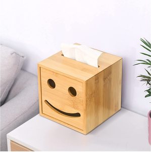 Nụ Cười Khuôn Mặt Tre Gỗ Mô Chủ Khăn Ăn Tổ Chức Container Mô Hộp, Dễ Dàng Để Kéo - Product Image 3