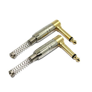 Gold Plated 6.35mm Audio <b>Plug</b> 90 Degree Right Angle Connector For Microphone Mixer Zinc Alloy Material - Product Image 3