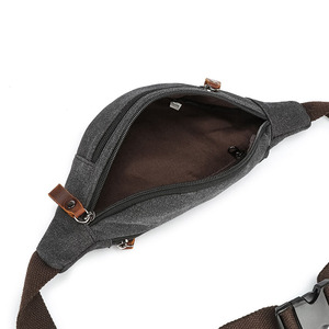 Wholesale Men's Dumpling Shaped Canvas Waist Pack Factory Direct Casual Zipper Coin <b>Purse</b> For Outdoor Cycling Travel Running - Product Image 3