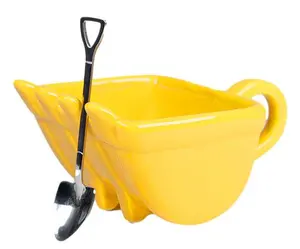 Желтая керамическая чайная чашка в форме экскаватора, кофейная чашка с лопатой