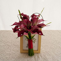 Fleur de Calla artificielle rose-rouge en EVA, style vintage et de niche, faite à la main, réaliste et souple, 8 pieds, pour mariage, style chinois, pour photos de mariée