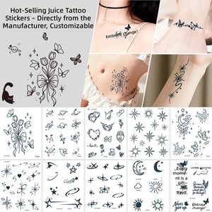 Autocollants de <span class=keywords><strong>tatouage</strong></span> temporaire personnalisés imperméables, motif <span class=keywords><strong>cœur</strong></span> mignon, lettres, jus végétal, écologique, papillon bleu gardénia, longue durée - Product Image 5