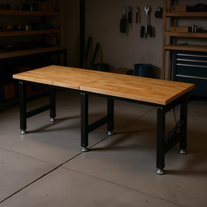Plan de travail réglable en bois de chêne 72 x 24 pouces, capacité 5000 lb, table de travail robuste en bois dur pour garage, atelier, maison, bureau - Product Image 2