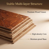 Parquet en bois massif à motifs géométriques sculptés, système de pose clipsable pour hôtels, salons et clubs.