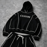 Survêtements personnalisés avec logo brodé et surpiqûres contrastées pour hommes, en coton épais, vêtements pour hommes, ensembles amples surdimensionnés, fabricants