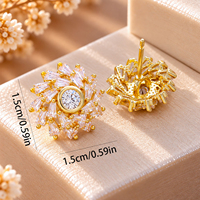 Boucles d'oreilles clous en laiton plaqué or 18 carats avec zircone cubique motif soleil et étoile, design baguette, bijoux de mode pour femmes, vente en gros, OEM personnalisé