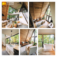 Maison Préfabriquée en Acier Léger à Toit Triangulaire en Bois, Conception Économique Gratuite, Idéale pour Villages de Vacances en Forêt, Montage Facile