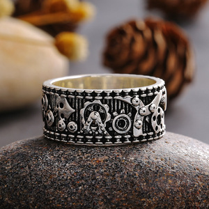 Anello da Uomo F641 in Acciaio Inossidabile Placcato Argento Anticato con Motivo a Vite, Anello alla Moda, Gioiello Regalo - Product Image 6