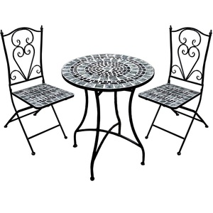 Meubles de jardin en plein air loisirs meubles de jardin table et chaise jambes en métal patio table en céramique verre marbré mosaïque Bistro ensemble - Product Image 1