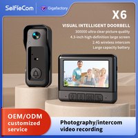 Sonnette de porte intelligente SelfieCom avec caméra 130 °   Sonnette visuelle sans fil avec grand angle de vue nocturne et batterie longue durée pour maison et appartement