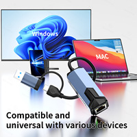 Adaptador de Red Gigabit USB 3.0 Tipo-C 2.5G/5G con Puerto Ethernet RJ45, Convertidor de Red Externo con Cable de 2500/5000 Mbps para Escritorio