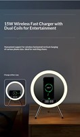 Haut-parleur de bureau BT avec chargeur sans fil, lumière RGB intelligente, support de téléphone, emplacement pour carte mémoire, horloge-réveil pour ordinateur